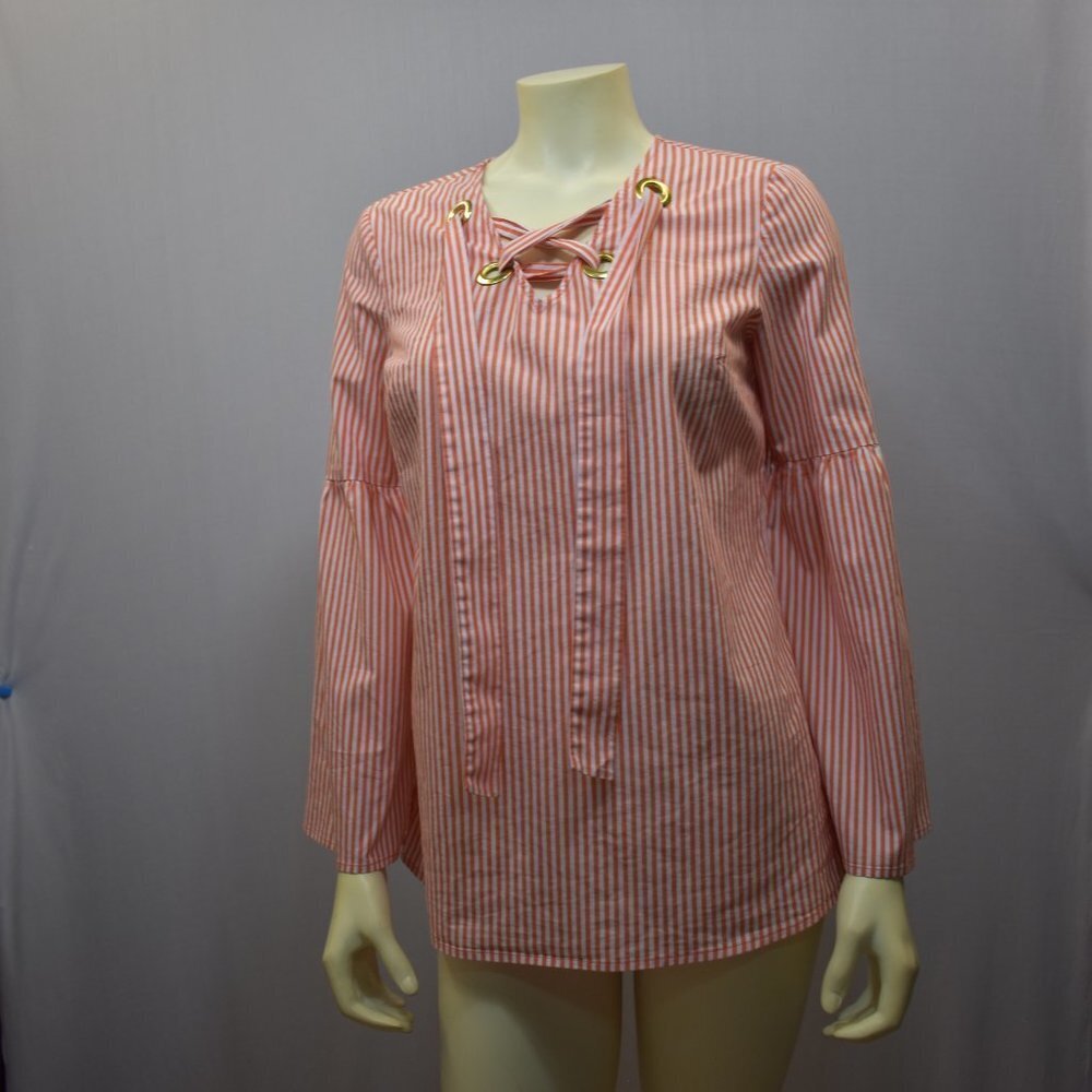 MICHAEL KORS stripe bell sleeve TOP SM